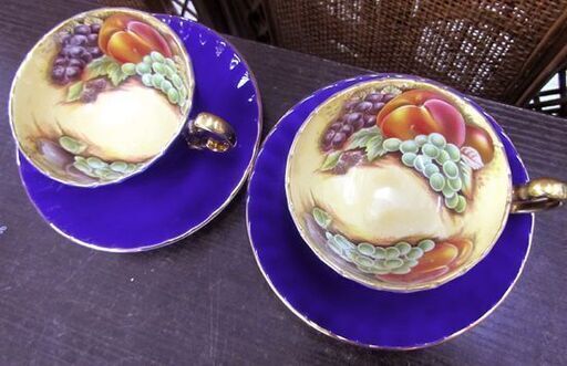 AYNSLEY オーチャードゴールド カップ&ソーサー２客 コバルト 英国製 エインズレイ 札幌市北区屯田