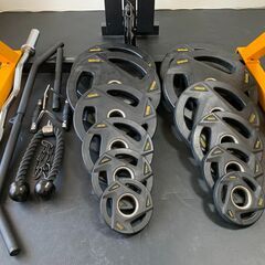 【値段交渉OK】ホームジムセット（POWERTECパワーラック、FitEliteオリンピックバーベルセット、FLEXBELLダンベルなど他多数）の画像