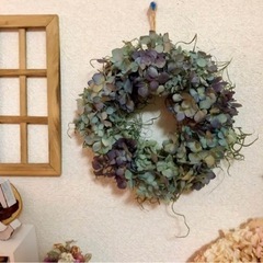 紫陽花リース　材料　写真みたいなリースを作りたい方の画像