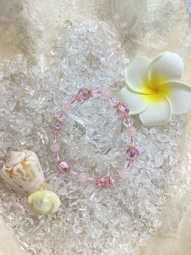 ローズクォーツ・水晶・ピンクホタルガラス