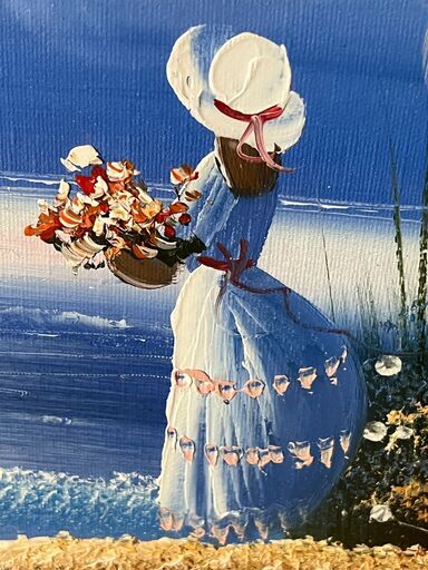 額装 油彩画 サイン有り 油絵「FRORES」サイン有り 外国画家 額装 油彩