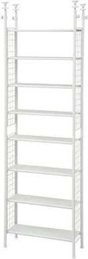 値下げしました【山善】フリーラック (突っ張り) スリム 幅63×奥行25×高さ209-282cm 棚板耐荷重10kg 棚板の高さが変えられる 壁面収納 本棚 組立品 ホワイト STR-608(WH/WH)