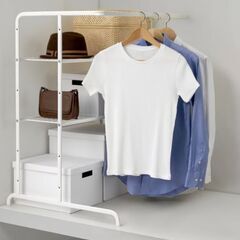 IKEA RASSLIG ラッスリグ 2つ シェルフユニット ハンガーレール付き, ホワイトの画像