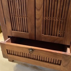バンブー•ニヤトー無垢材アジアンシェルフ （同シリーズのタンスあり）の画像