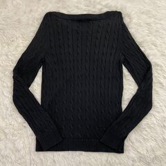 LAUREN RALPH LAUREN ローレン ラルフローレン ケーブル編みニット 黒 Lサイズの画像