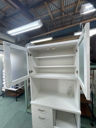 【リサイクルサービス八光　田上店　配達・設置OK】ニトリ　食器棚 キッチンボード コパン80KB WH