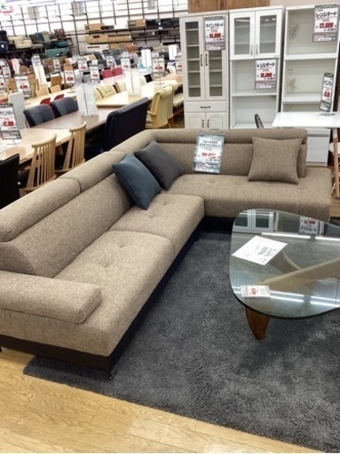 KH-112【新入荷　アウトレット】フォーカス　カウチソファ2点セット　ブラウン