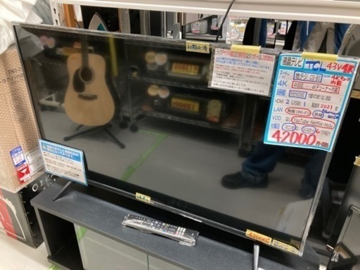 【TCL テレビ43v】2021年製　クリーニング済　管理番号53008