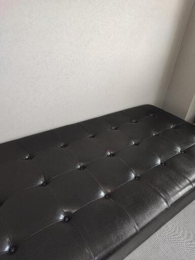 レザーソファーベッド ダークブラウン 脚付