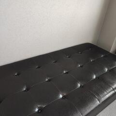 レザーソファーベッド ダークブラウン 脚付
