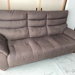取引決定済【引取り限定】3人掛け ソファ ファブリック 布 ブラウン