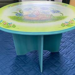 テーブル ブルー系 花柄 アンティーク 家具 40cm 台 22...