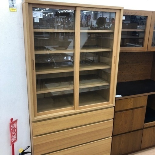 コレクション 無印良品 2枚扉食器棚 オーク材 ナチュラル 【トレファク