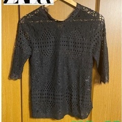 ZARA レース ブラウス  黒 透け感