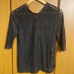 ZARA レース ブラウス  黒 透け感の画像