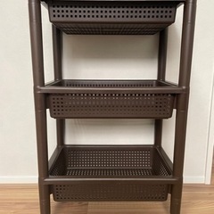 不動技研　ウッドテーブルワゴン　ブラウン　ベビーワゴン　キッチンワゴン
