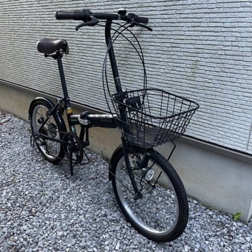 中古 折りたたみ自転車 20インチ カゴ/鍵/ライト/変速機能付