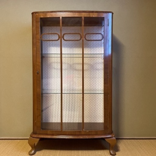 ガラスショーケース　飾り棚　木製　アンティーク　レトロ　収納　鍵