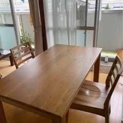 最終値下げ！タモ材　無垢の　ダイニングテーブルセット