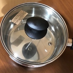 未使用品　厚底　片手鍋　ステンレス　18cm   2ℓ   IH対応　ガラス蓋　人気商品‼︎   現品限りの画像