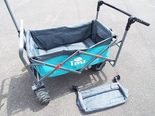 中古品 TMZ 折り畳み式キャリーカート アウトドアワゴン 長さ約90㎝×幅約60㎝