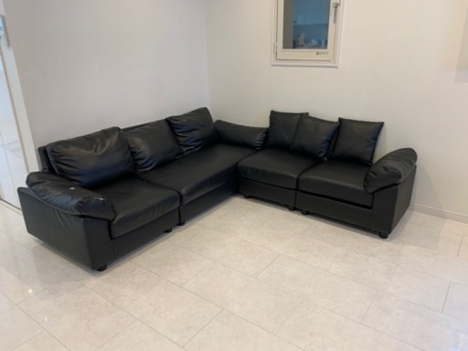 組み合わせ自由なソファー　ブラック　傷あり