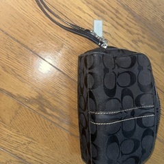 coach ポーチ　ブラック　シグネチャー柄　およそ11×18×...