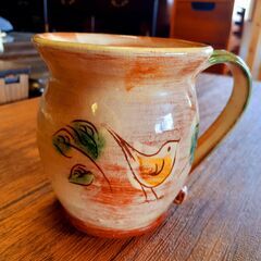 カップ  陶器 小鳥 インテリアにも　/UJ-0237 南