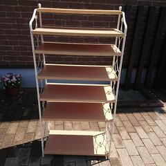 美品 ホワイトアイアンシェルフ シャビーシックインテリア 収納棚 収納家具の画像