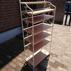 美品 ホワイトアイアンシェルフ シャビーシックインテリア 収納棚 収納家具の画像