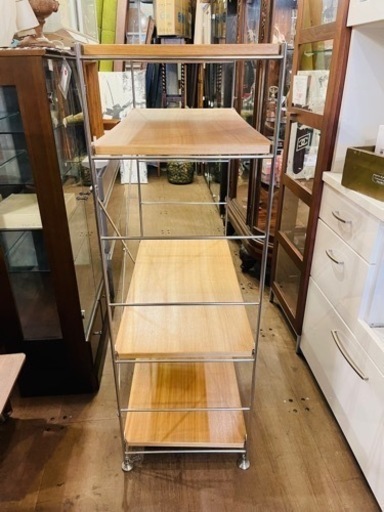 【売約済み】　美品　無印　無印良品　MUJI ユニットシェルフ　タモ　タモ材　棚セット　86cm ステンレスユニットシェルフ　中　ワイド　棚　シェルフ　ラック　検　オーク材　高さ調整可能　