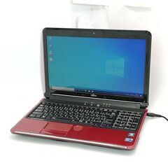 保証付 日本製 新品SSD ノートパソコン 富士通 AH550/5B レッド 中古美品 Core i5 4GB Blu-ray 無線 Webカメラ Windows10 Office