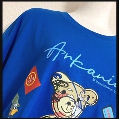 ꒰未使用꒱オーバーサイズ クマ プリント Tシャツ 青 Lサイズ...