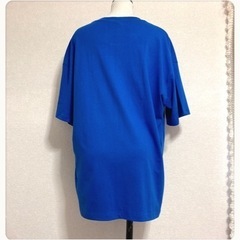 ꒰未使用꒱オーバーサイズ クマ プリント Tシャツ 青 LサイズOK 男女兼用の画像