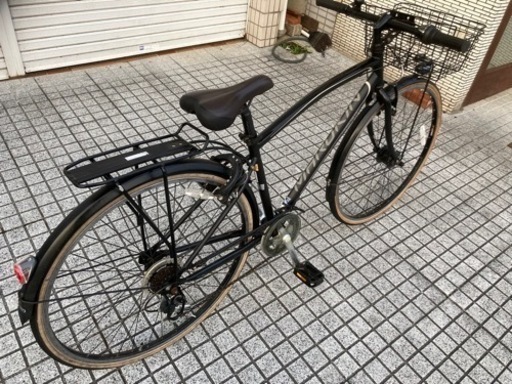 【クロスバイク】27インチ　LEDオートライト、6段変速、前カゴ付　美品❗️若林自転車　唐崎店　SALE中❗️