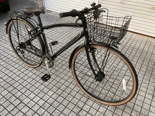 【クロスバイク】27インチ　LEDオートライト、6段変速、前カゴ付　美品❗️若林自転車　唐崎店　SALE中❗️