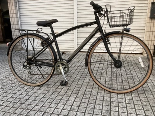 【クロスバイク】27インチ　LEDオートライト、6段変速、前カゴ付　美品❗️若林自転車　唐崎店　SALE中❗️