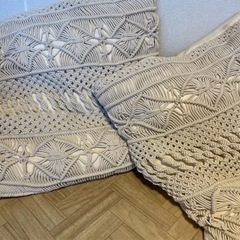 3つセット　Bohoqクッション　マクラメクッション大きめ　オットマン　座椅子の画像