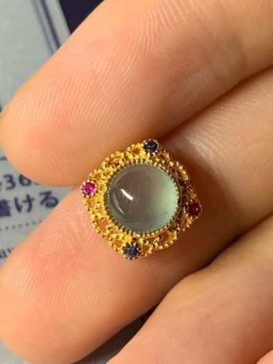 本翡翠ペンダント兼ブレスレット飾りk18 高氷ヒスイ　ルビー　クリスタル種