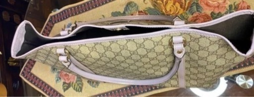 【バッグ】GUCCI 譲り先決まりましたグッチ レザー カーキベージュ パープル ラベンダー 