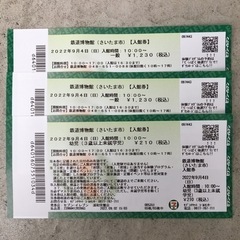 【大人2名・幼児1名】鉄道博物館チケット（9月4日10時〜）