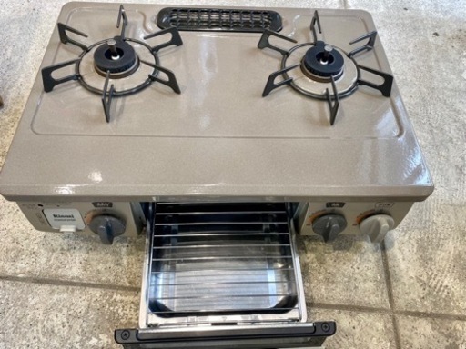 リンナイ LPガス ベージュ ガスコンロ プロパン 水無しグリル 中古