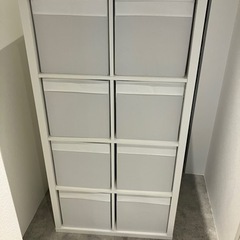 KALLAX カラックス シェルフユニット, 扉2枚付き/シェルフインサート2個付き ホワイト, 147x77 cm - IKEA