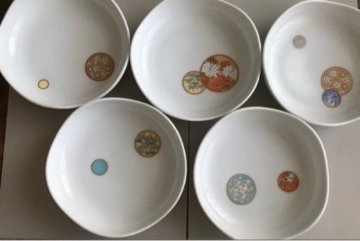 宮内庁御用達　深川製磁　寿赤絵　取皿揃