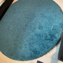 IKEAラグ　ブルー　丸型