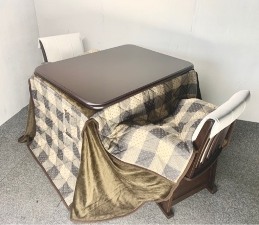 新品 アウトレット品 ダイニングこたつフルセット 105×80 テーブル＋布団＋チェア2脚 ダイニングテーブル