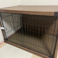 小型犬用 ケージ サークル 屋根付き 茶色 ブラウン