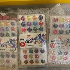 水彩絵の具 36色 固体水彩絵の具 ポータブル 水彩パンセット 絵筆１本付きの画像