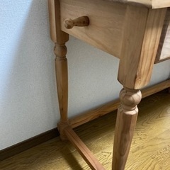 【一時停止】カントリー調 木製学習机・ワゴン・いす3点セット 机と棚・天板分離可 ナチュラルウッドの画像