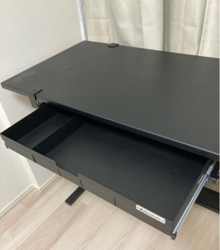 昇降式 パソコンデスク ブラック BHD-1200M ( ゲーミングデスク ) 高さ調節 幅120 奥行55 引き出し付き